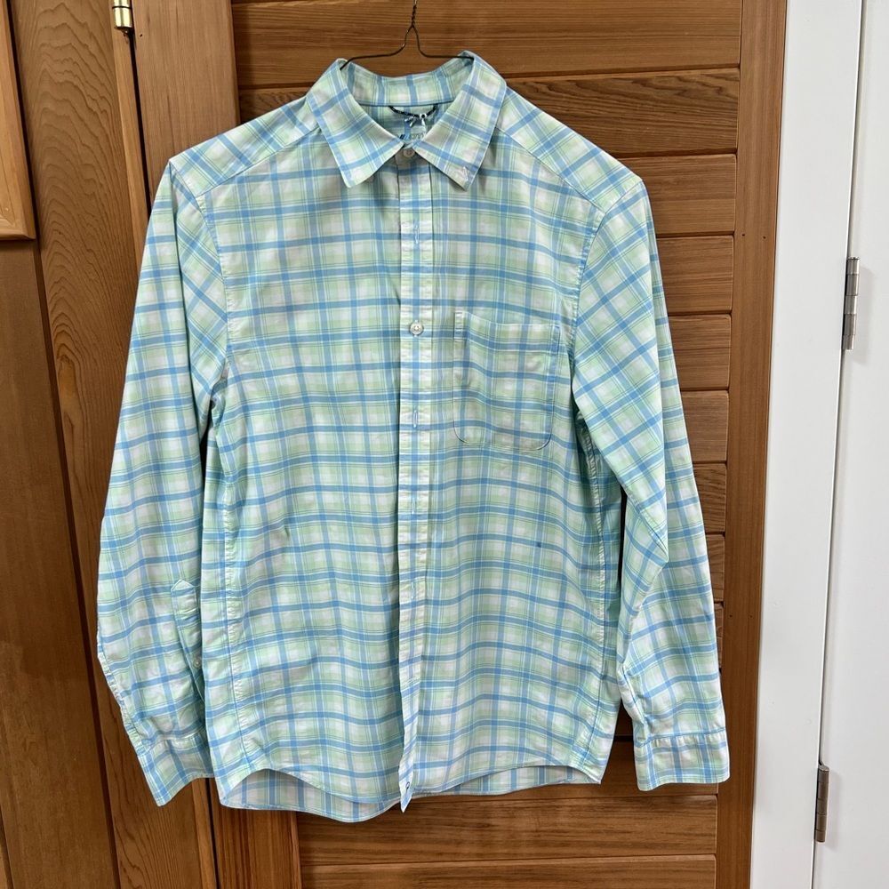 Vineyard Vines On-The-Go brrr° Tattersall Plaid Pastel Blue/Green Shirt